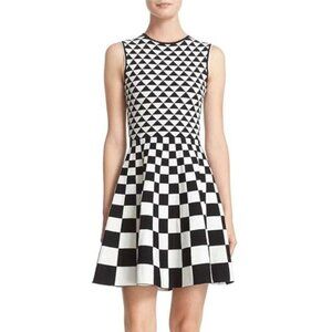 Ted Baker Checkered Knit Mini Dress Black & White Women's Size 4 (1)